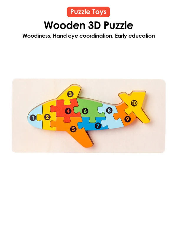 3D Wooden Puzzles Educational Cartoon Animals Puzzle