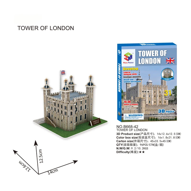 40 Style World Famous Architecture Building 3D Puzzle Model