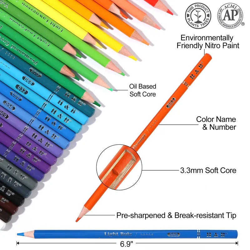 72 Oil Based Color Colored Pencils Set