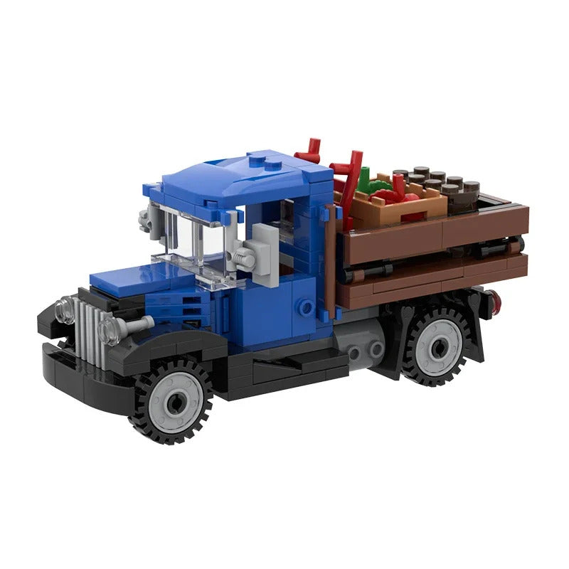 Retro Nostalgic Farm Pull Tool Machine Truck Truck Building Block