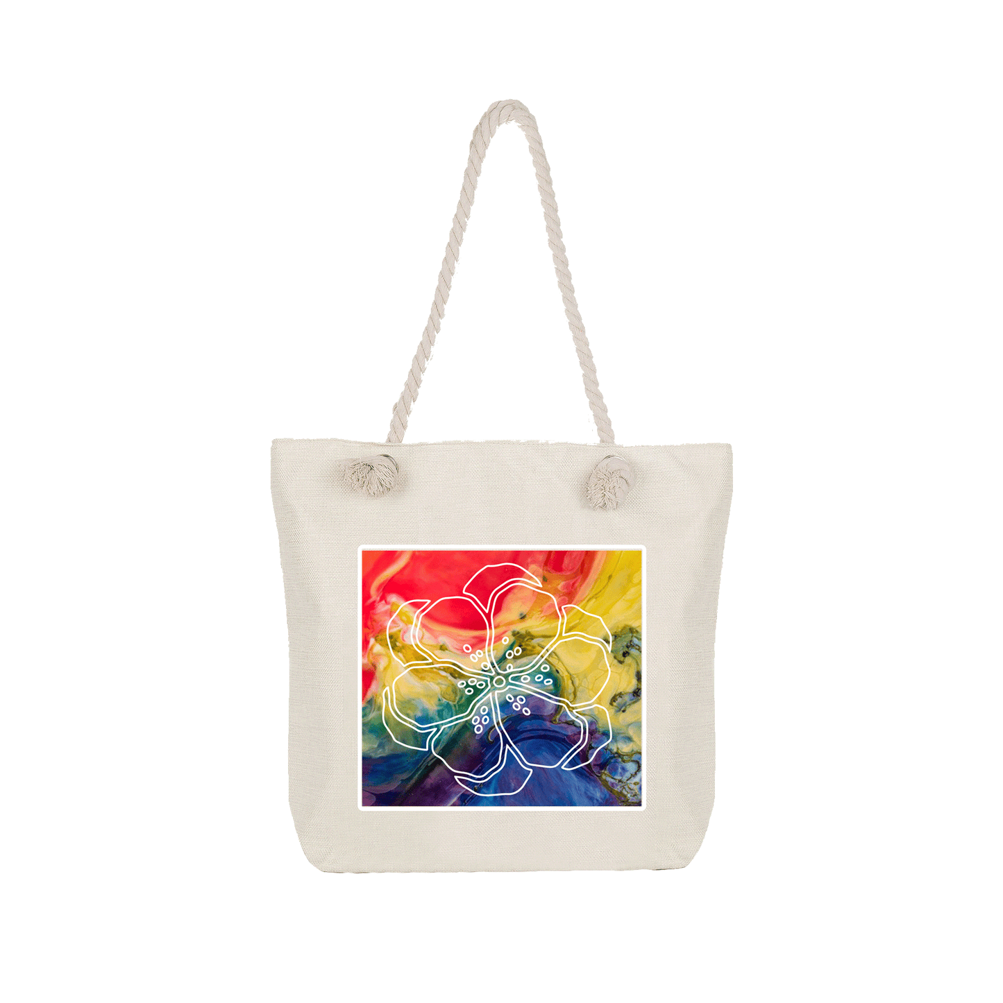 Colorful Canvas Bags, Reusable Rope Handle Tote Bags, Creative Zipper Bags for Shopping Traveling Gym