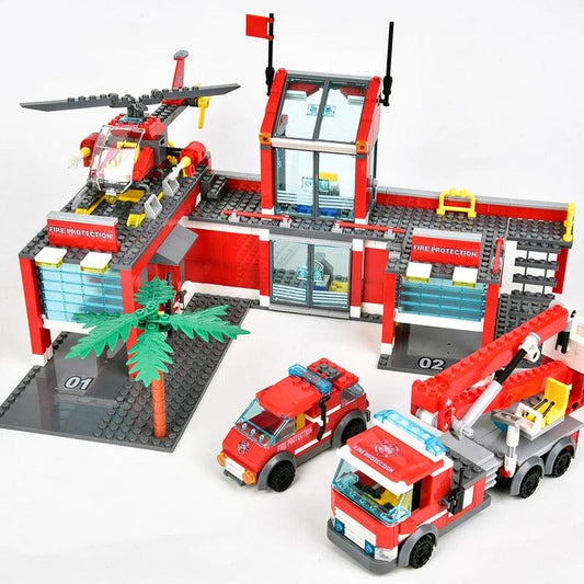 756pcs Fire Station Model Building Blocks