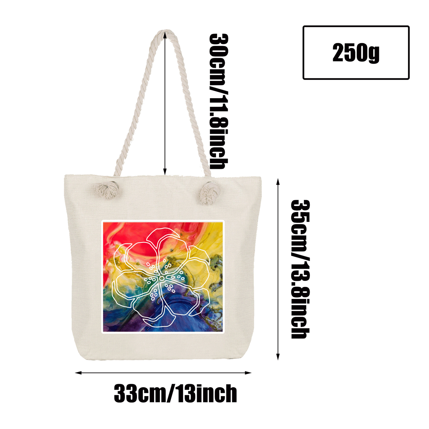 Colorful Canvas Bags, Reusable Rope Handle Tote Bags, Creative Zipper Bags for Shopping Traveling Gym