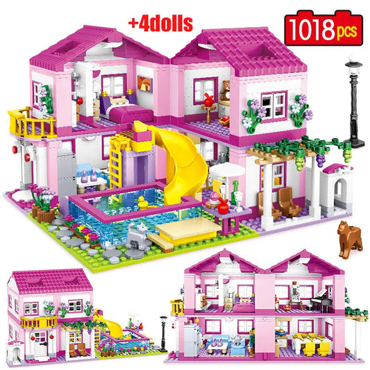 1018pcs City 1 Change 3 Summer Double-storey Villa House