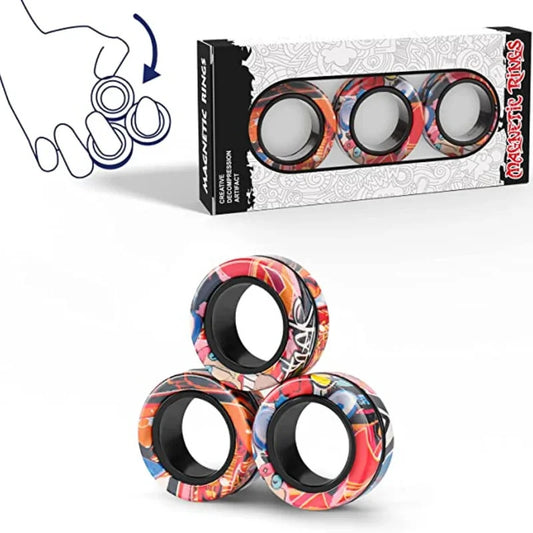 3pcs Magnetic Rings Spinner Fidget Toy Set Finger Magnets Rings