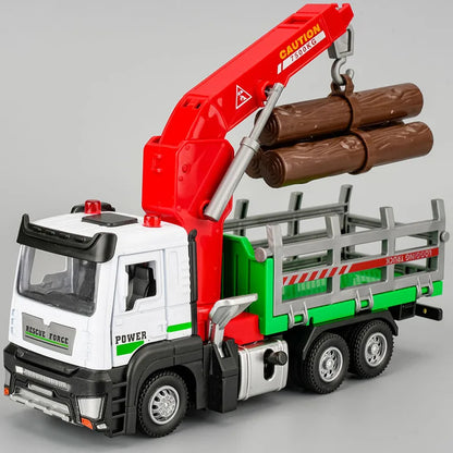  1:32 Pneumatic Lift Model Toy Logging Transport Vehicles