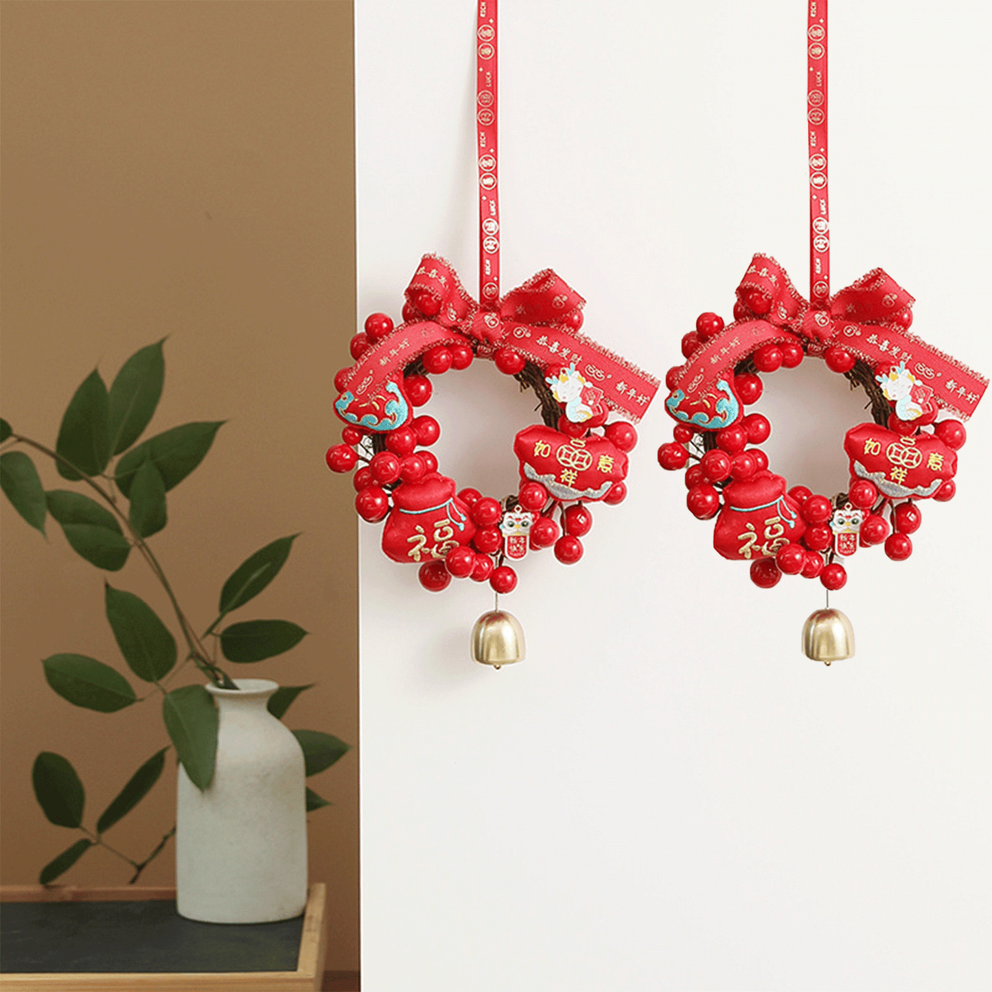 2Pcs Dragon Hanging Pendant, 2024 Red Chinese New Year Decorations, Spring Festival Ornaments for Bedroom Living Room Study Room Home Office Decor