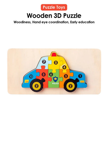 3D Wooden Puzzles Educational Cartoon Animals Puzzle