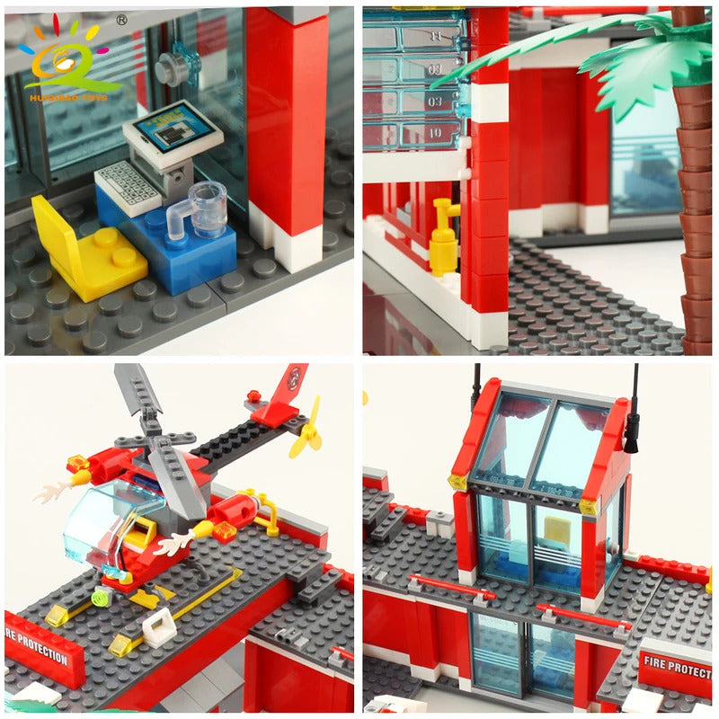 756pcs Fire Station Model Building Blocks