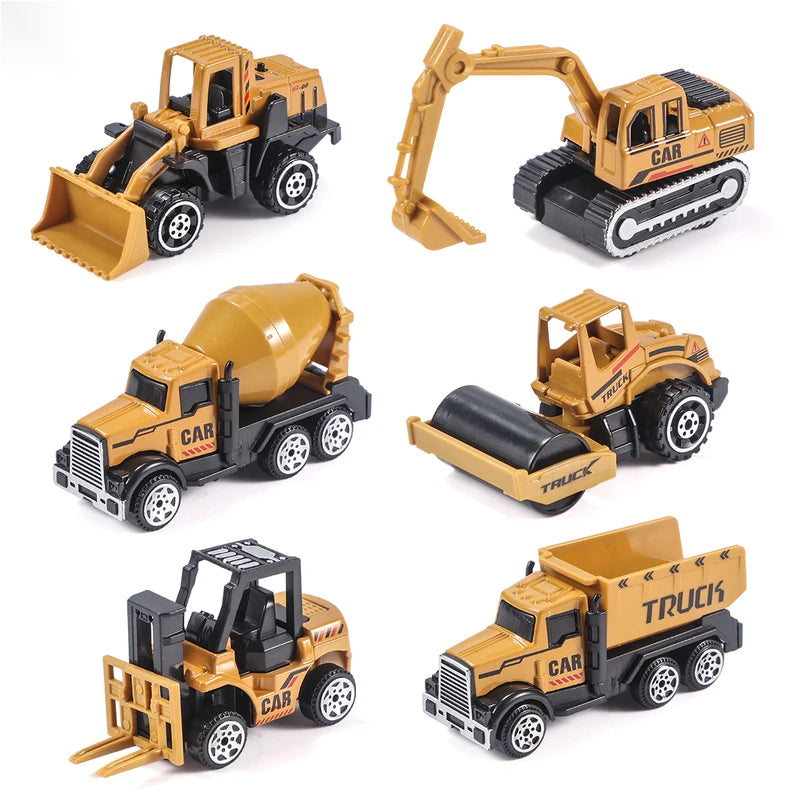 6pcs/set Alloy Engineering Truck Car Classic Construction Model