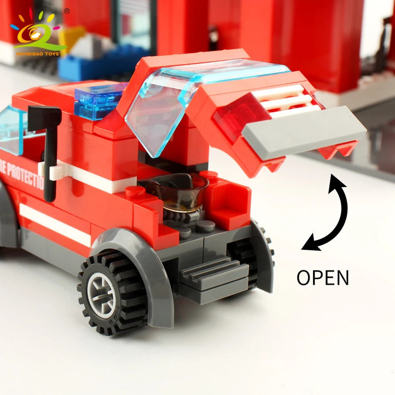 756pcs Fire Station Model Building Blocks