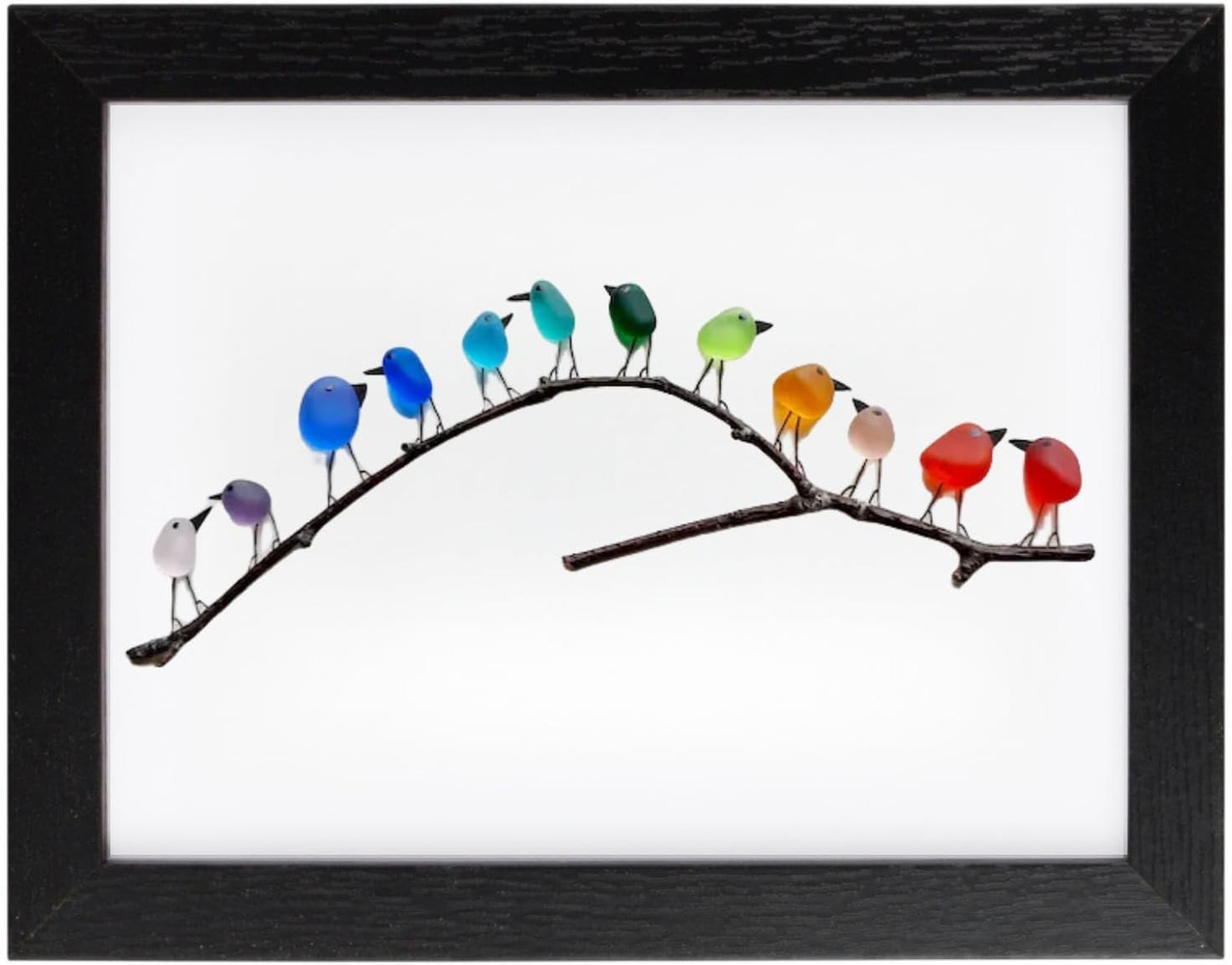 Sea Glass Rainbow Birds Sea Glass Rainbow Bird Home Decoration Photo Frame Decoration Christmas Gift