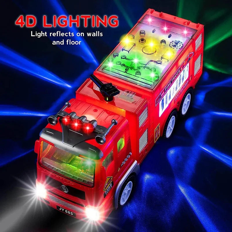 Kids Electric Fire Truck Toy With Bright Flashing Lights