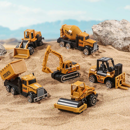 6pcs/set Alloy Engineering Truck Car Classic Construction Model