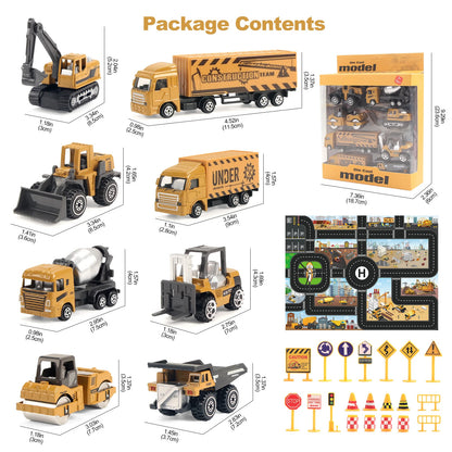 8pcs/set Alloy Engineering Truck Classic Construction Model