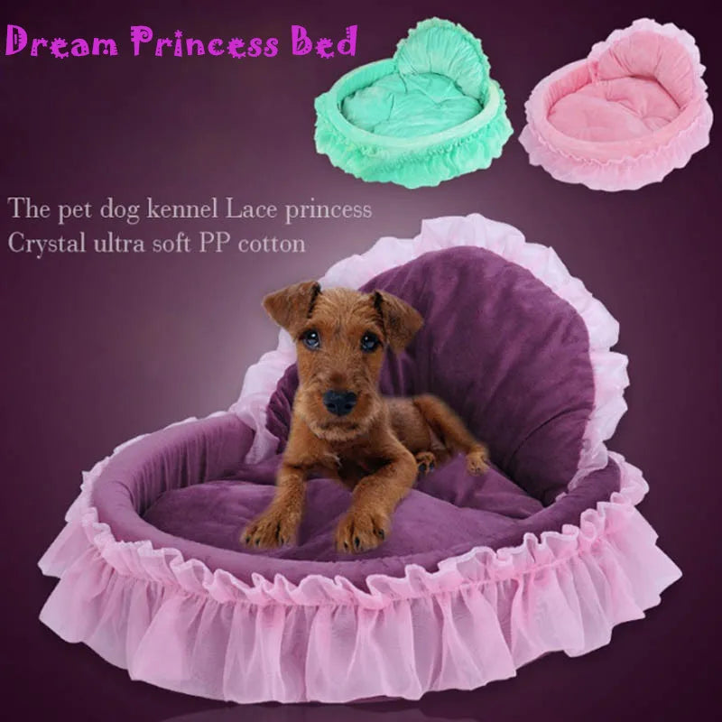 Princess Dog Bed Soft Sofa For Small Dogs Pink Lace Puppy House Pet Doggy Teddy Bedding Dog Beds Cat Luxury Nest Mat Kennels