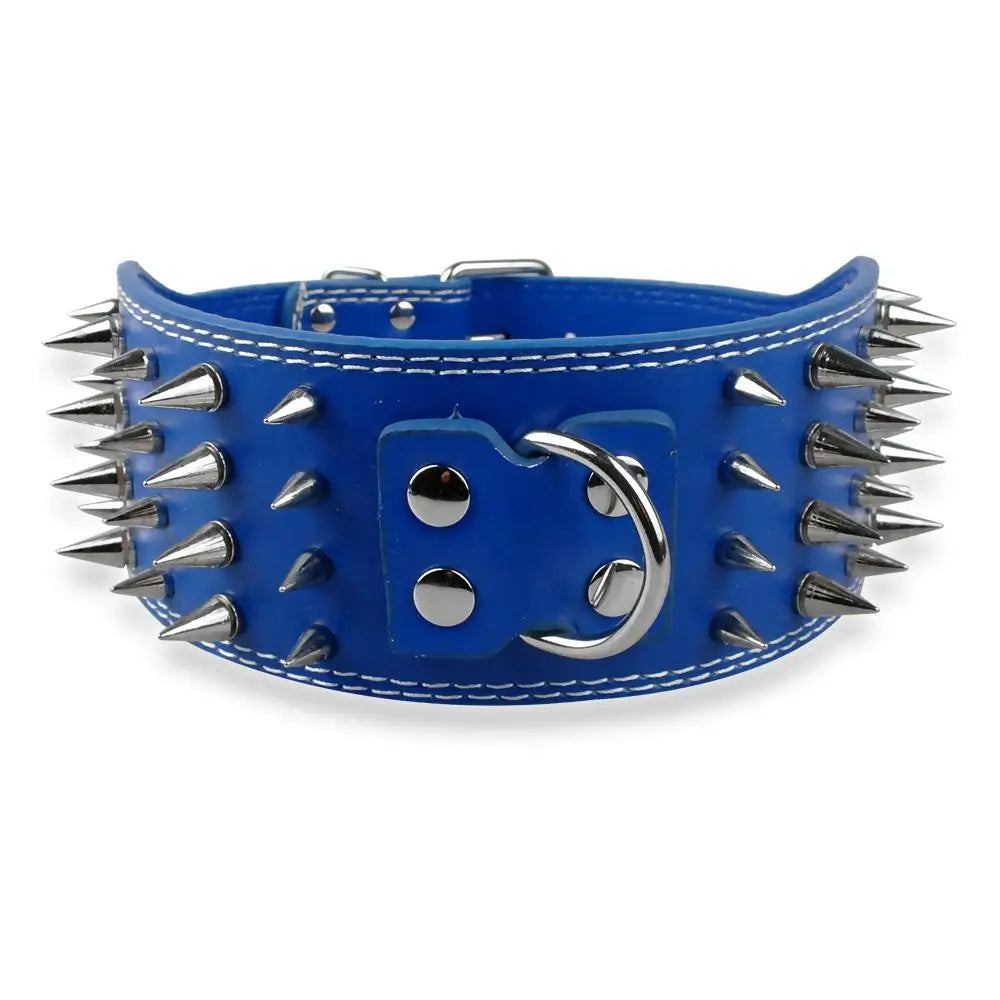 3 inch Wide Spikes Studded Leather Pet Dog Collar for Large Breeds Pitbull Doberman M L XL Sizes