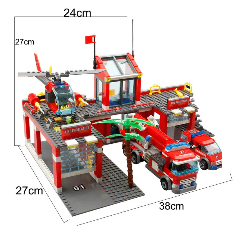 756pcs Fire Station Model Building Blocks