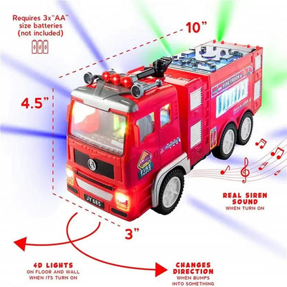 Kids Electric Fire Truck Toy With Bright Flashing Lights