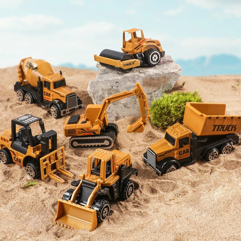 6pcs/set Alloy Engineering Truck Car Classic Construction Model