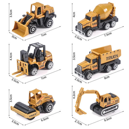 6pcs/set Alloy Engineering Truck Car Classic Construction Model