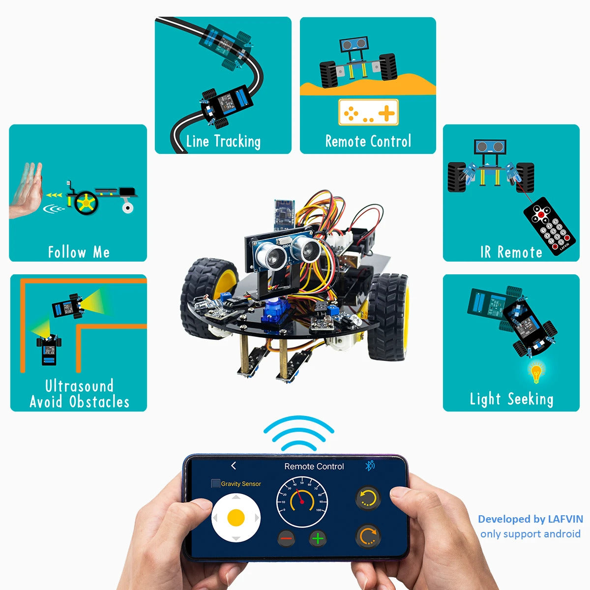 2WD Multi Robot Car for Arduino Kit Smart V2.0 DIY Robotic Car