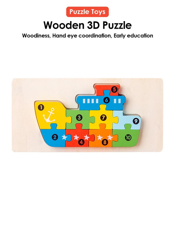 3D Wooden Puzzles Educational Cartoon Animals Puzzle