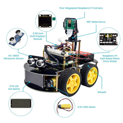 4WD Robot Car Kit with 5 Megapixels Camera Module