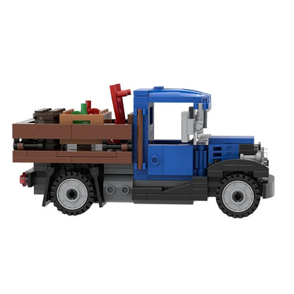 Retro Nostalgic Farm Pull Tool Machine Truck Truck Building Block