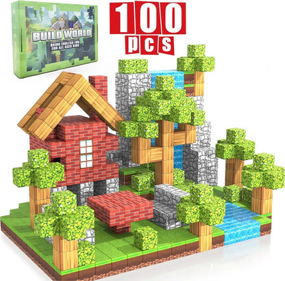 100PCS Magnetic Blocks Toy Build Mine Magnet World Set