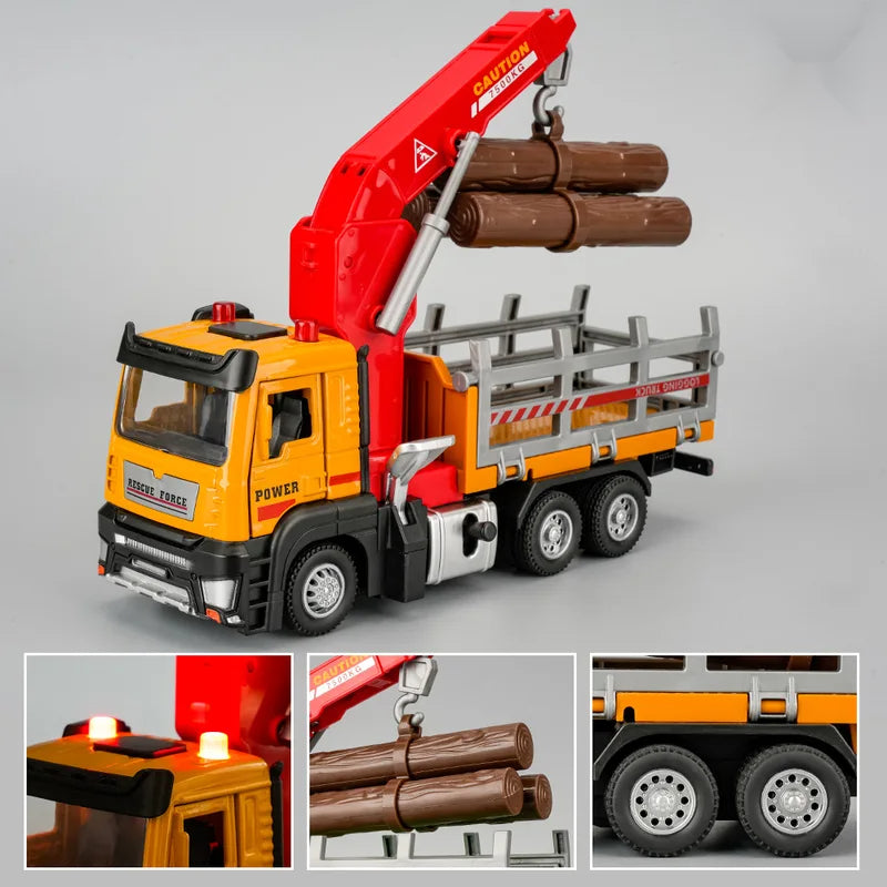  1:32 Pneumatic Lift Model Toy Logging Transport Vehicles