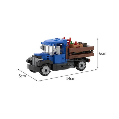 Retro Nostalgic Farm Pull Tool Machine Truck Truck Building Block