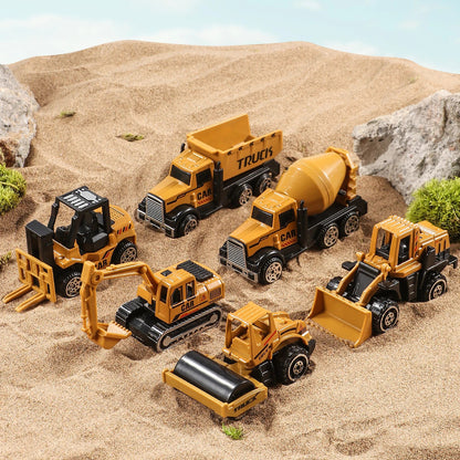 6pcs/set Alloy Engineering Truck Car Classic Construction Model