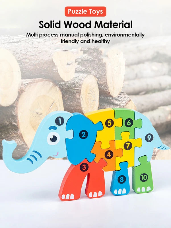 3D Wooden Puzzles Educational Cartoon Animals Puzzle