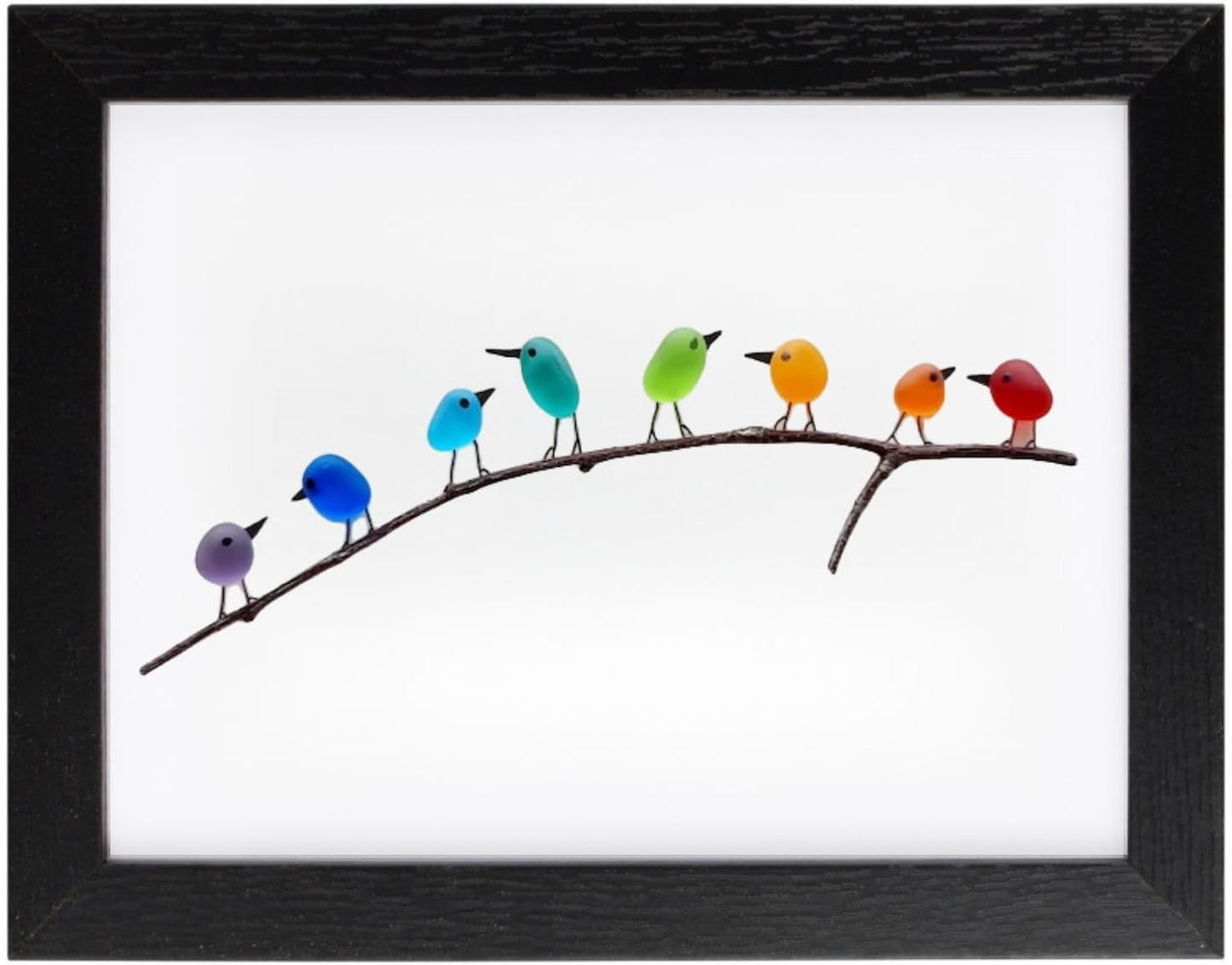 Sea Glass Rainbow Birds Sea Glass Rainbow Bird Home Decoration Photo Frame Decoration Christmas Gift