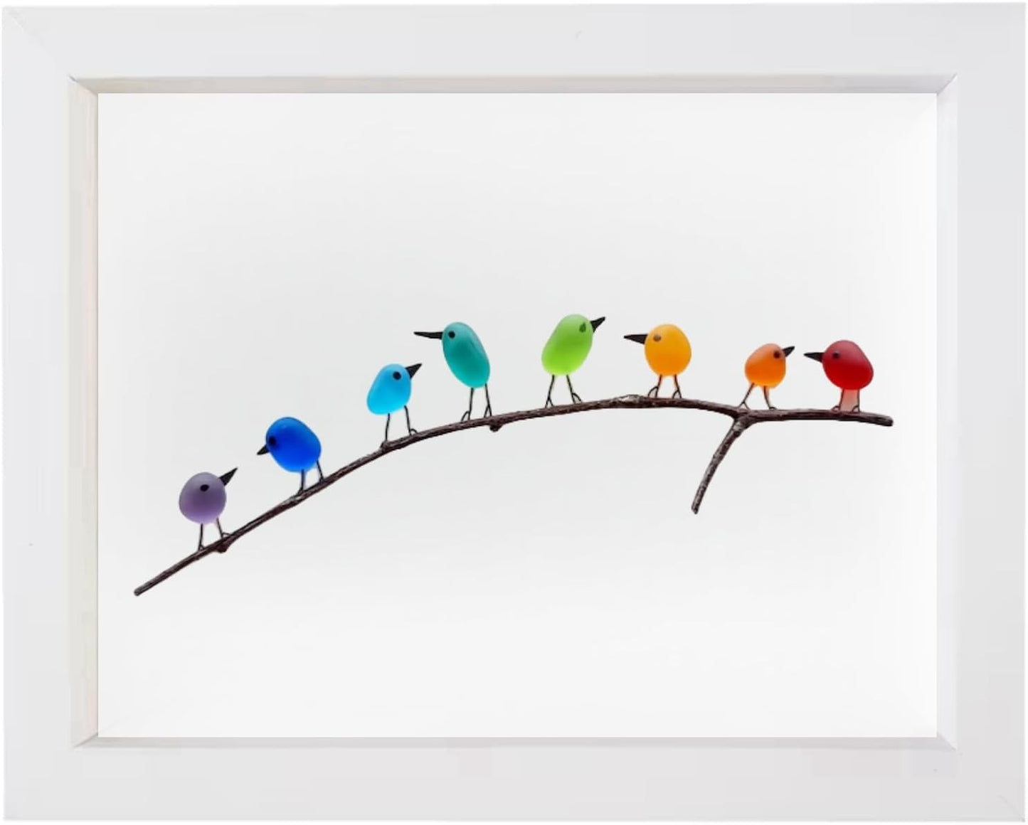 Sea Glass Rainbow Birds Sea Glass Rainbow Bird Home Decoration Photo Frame Decoration Christmas Gift