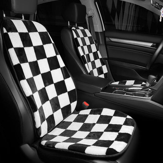 Steam Car Seat Cushion Chessboard Grid Plush Non-Slip Car Seat Cover Ventilation Cushion Car Seat Cushion Four Seasons Universal Car Seat Cover