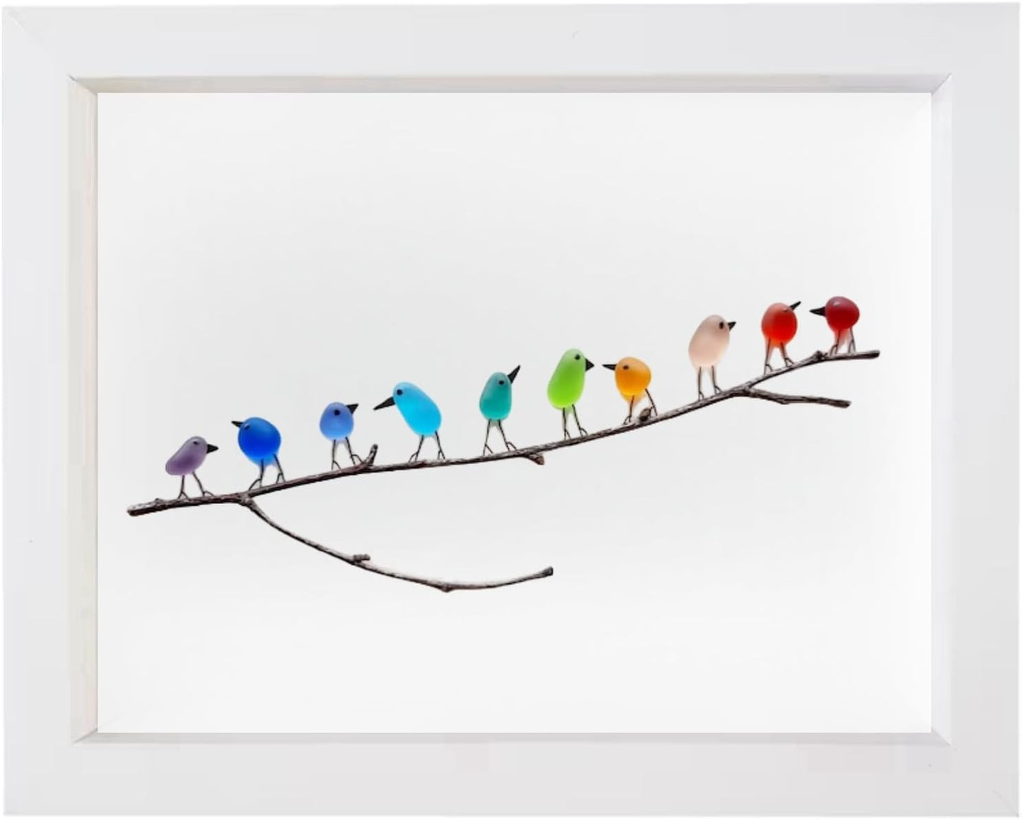 Sea Glass Rainbow Birds Sea Glass Rainbow Bird Home Decoration Photo Frame Decoration Christmas Gift