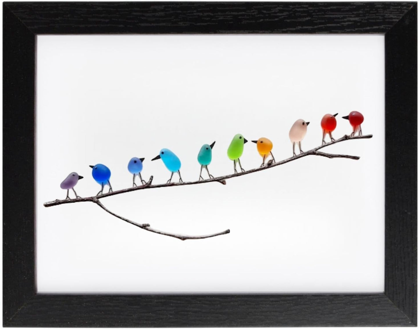 Sea Glass Rainbow Birds Sea Glass Rainbow Bird Home Decoration Photo Frame Decoration Christmas Gift