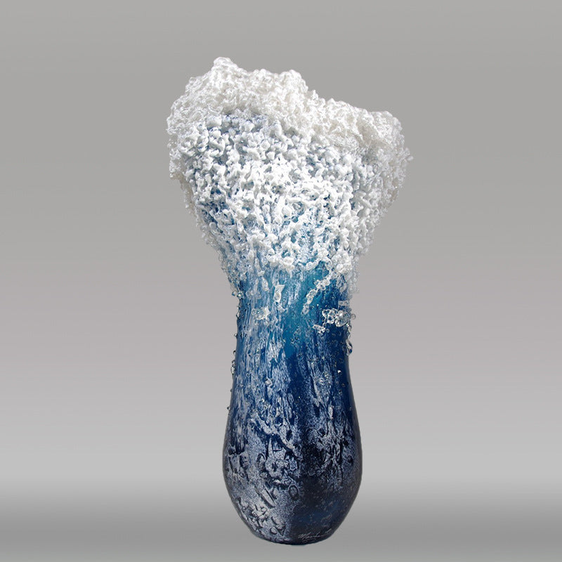 Cross-Border New Wave Vase Resin Wave Ocean Blue Vase Decoration Home Decoration Design